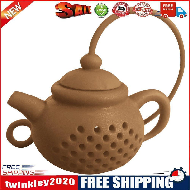 Teapot Shape Tea Strainer Infuser Silicone Leaf Filter Diffuser (Coffee)