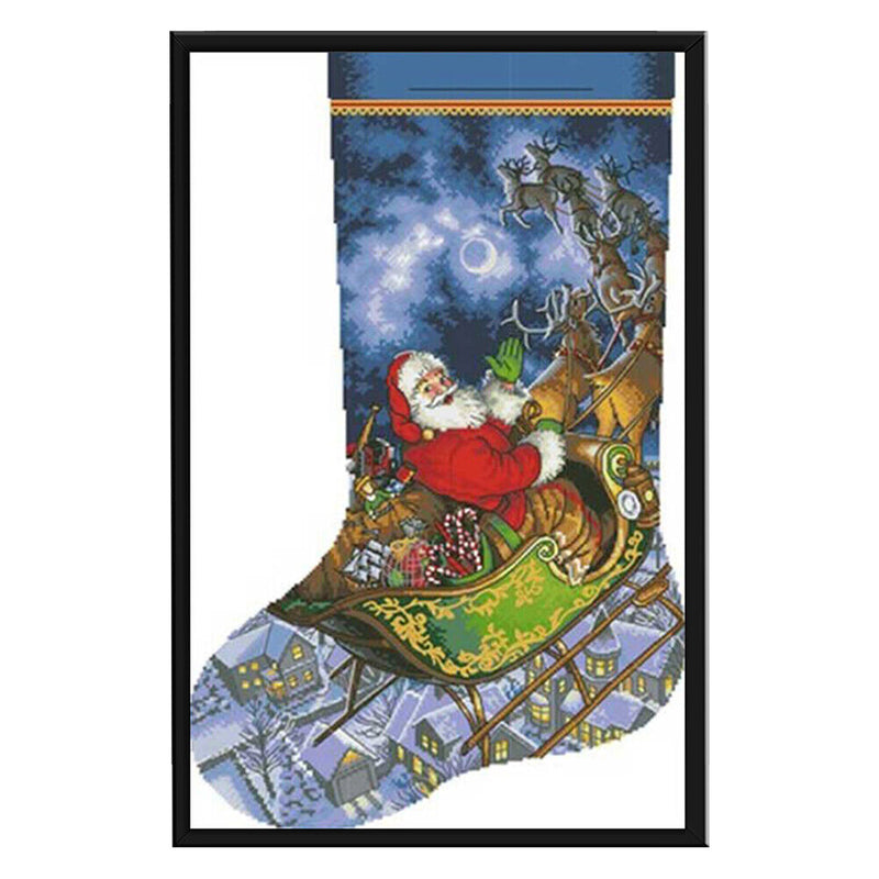 Christmas Socks Print Partial Embroidery Kits 11CT Stamped Needlework Home Decor