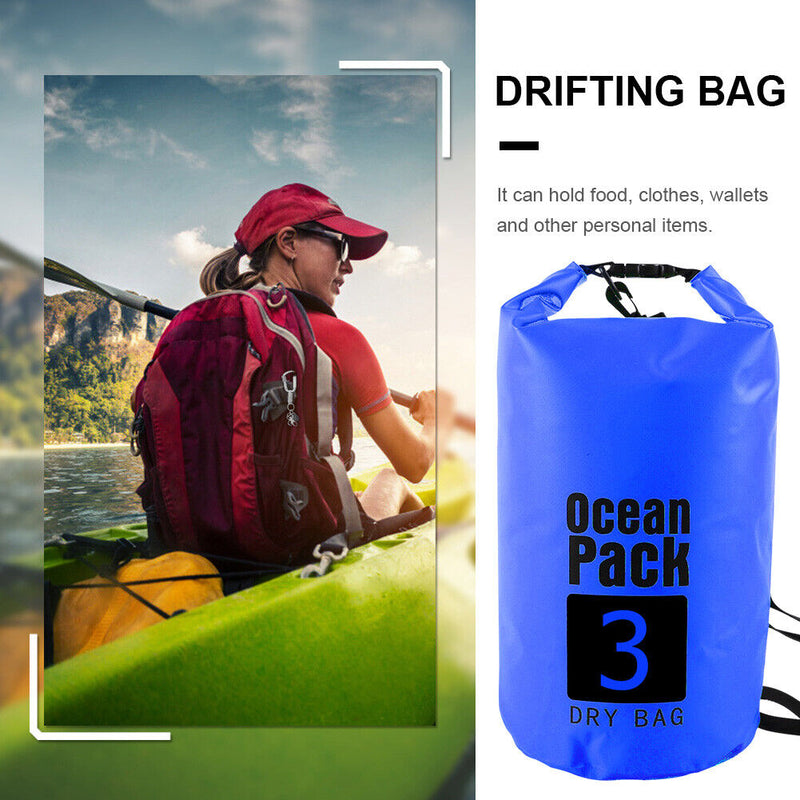 Waterproof Dry Bag Pack Sack Swimming Kayaking Boat Trekking (3L Dark Blue)