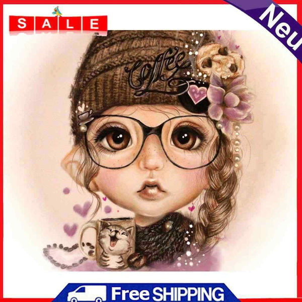Coffee Girl Oil Paint By Numbers Kits Canvas Picture Wall Art DIY for Adults Kid