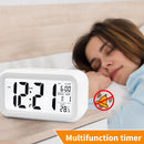 Temperature Alarm Clock LED Digital Backlight Calendar Snooze Clock (White)