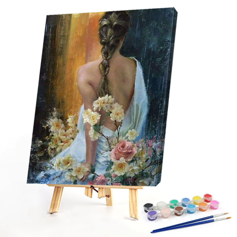 Paint By Numbers for Adults Beginner Elegant Girl Back Home Wall Bedroom Deco