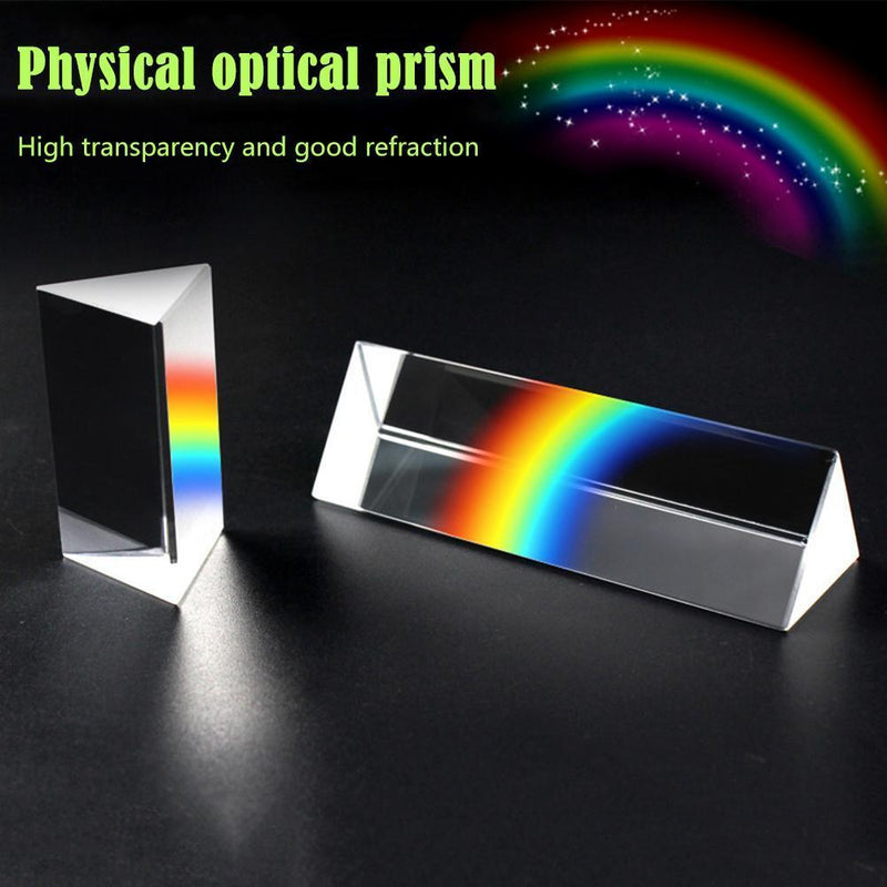 25x25x80mm Triangular Optical Prisms Glass Physics Teaching Refracted Light