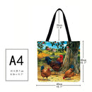 Garden Chickens Printed Shoulder Shopping Bag Casual Large Tote Handbag