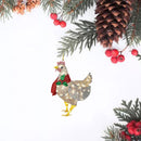Christmas Ornaments 4 Pack Hanging Chicken with Scarf Theme Party Props