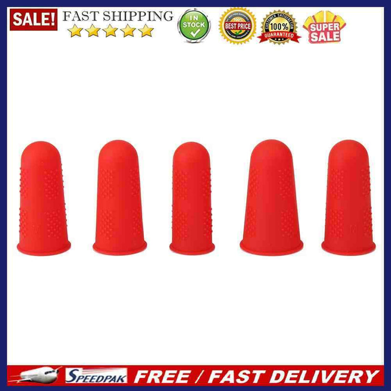 Anti-slip Hot Glue Gun Finger Caps Silicone Finger Cover Sleeve (Red 5pcs)
