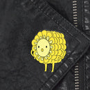 Cartoon Smile Face Brooch Cereals Sunflower Jacket Lapel Pin Badge Decor