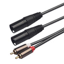 1.5m/4.9ft Dual XLR Male to Dual RCA Male Audio Microphone Cable Adapter Wire