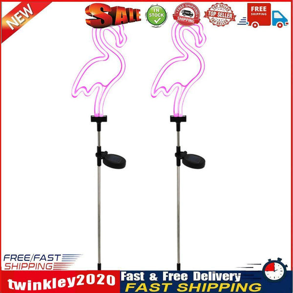 2pcs LED Solar Neon Lights Outdoor Flamingo Lawn Stake Lamp Garden Decor Newly