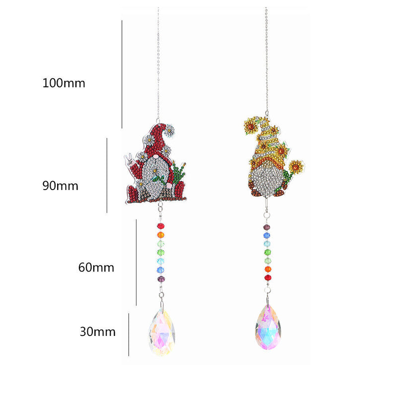 2pcs Crystal Wind Chimes Diamond Hanging Light Catcher Home Decor (ZH012)