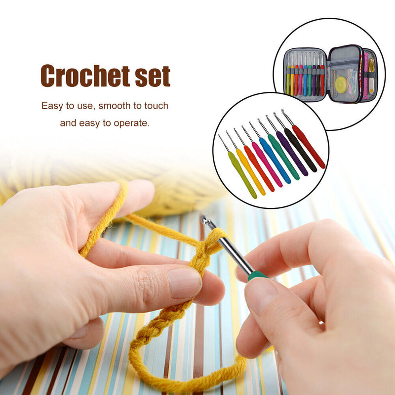 Sewing Knitting Crochet Tool Set with Soft Handle Hook Manual Crochet Tool Set