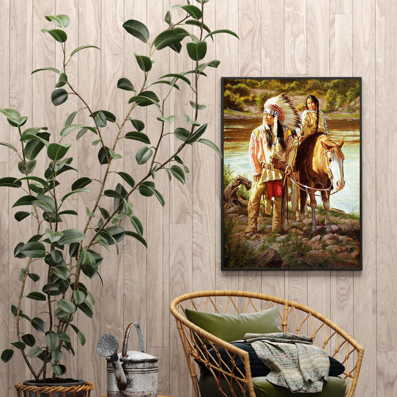 Indians Oil Paint By Numbers Kits DIY Handpainted on Canvas Wall Picture