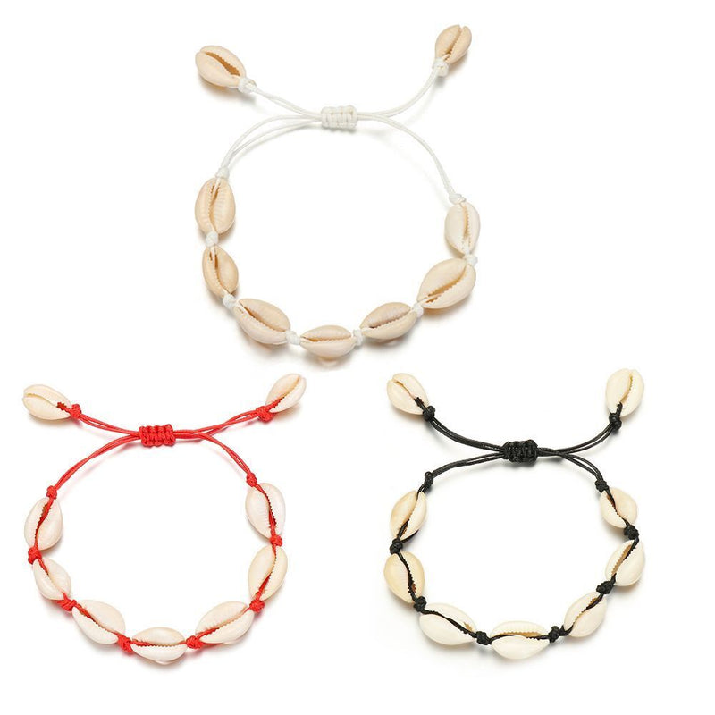 Women Girls Adjustable Cowrie Ankle Foot Chain Shell Bracelet Handmade Braided