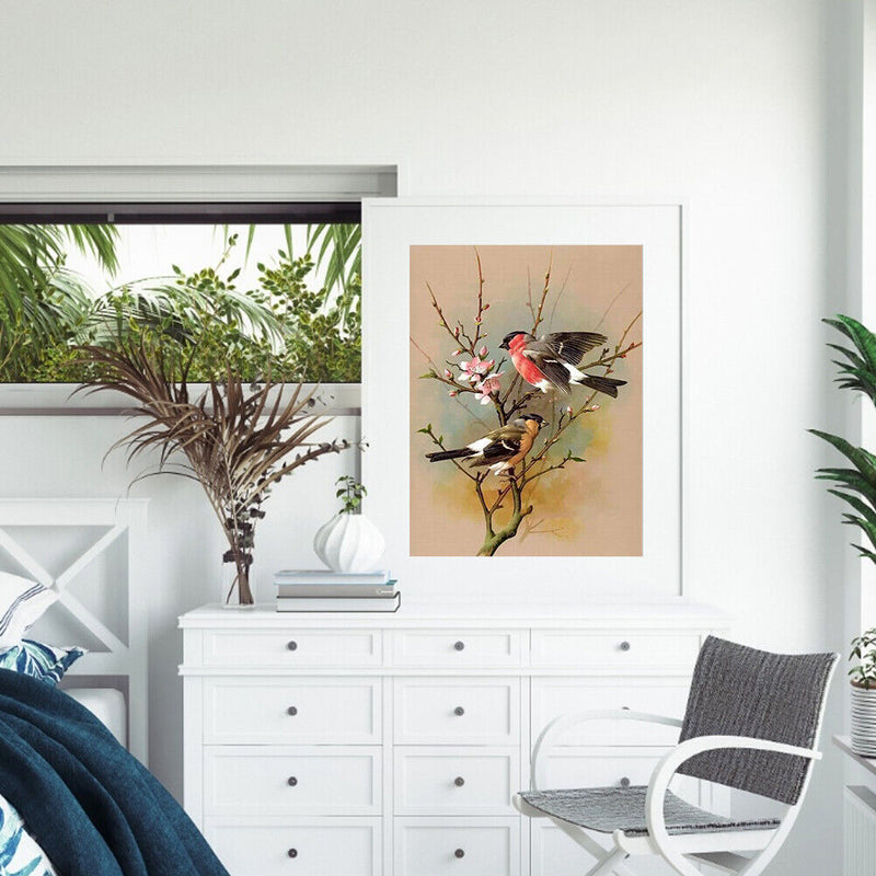 Oil Paint By Numbers DIY Bird and Flower Digital Painting Wall Art Handicra