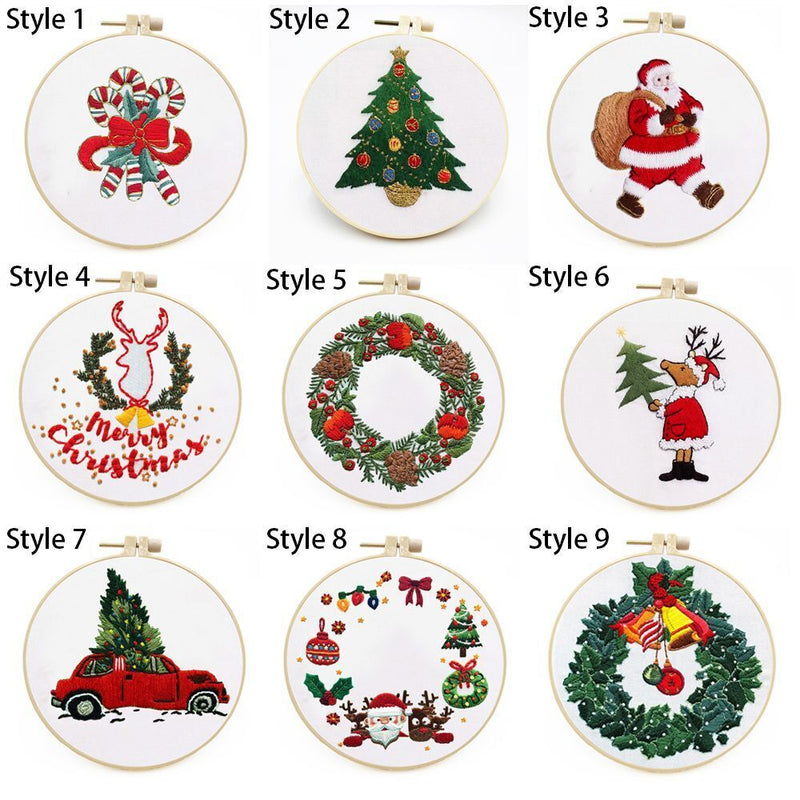 DIY Christmas Embroidery Cross Stitch Kit Embroidery Hoop Merry Christmas