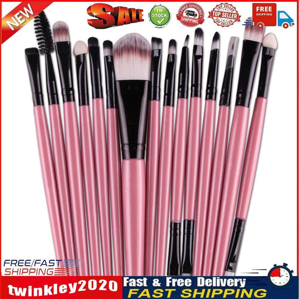 15pcs Eye Shadow Makeup Brush Set Eyes Make Up Eyebrow Brushes?Pink Black? Newly