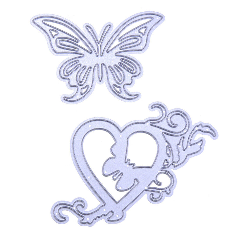 2pcs Heart Butterfly Metal Punching Molds Stencils Scrapbooking Embosses DIY