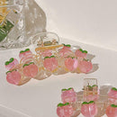 Small Peach Heart Peach Crystal Shark Clip Back Head Clip Small Clip Hair P4O5