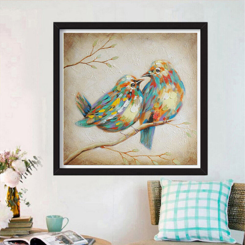 5D DIY Full Drill Diamond Painting 2 Birds Cross Stitch Embroidery Ornament