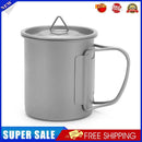 Ultralight Titanium Cup Folding Portable Outdoor Camping (L)+Titanium Spoon