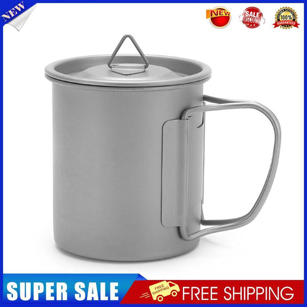 Ultralight Titanium Cup Folding Portable Outdoor Camping (L)+Titanium Spoon