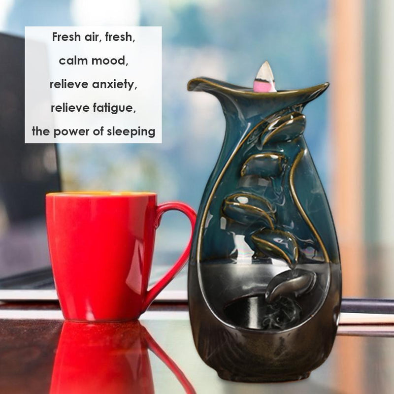 Ceramic Backflow Incense Burner Fragrance Holder Sandalwood Aromatherapy