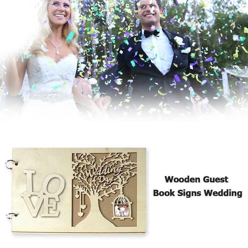 Wedding Guest Book Wooden Heart Hollow Engagement Guestbook Name Sign Board