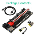 Ver12 Pro PCI-E 1X to 16X Riser Card 6Pin Power 3528 Colorful LED Adapter Cards
