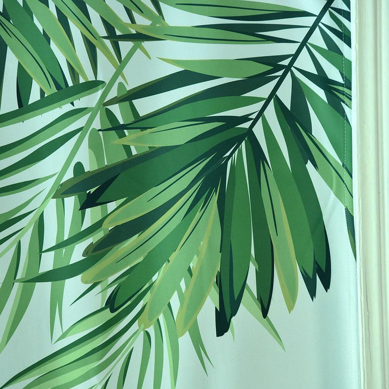 Plants Digital Print Sheer Doorway Short Kitchen Door Curtain Home Decor (B