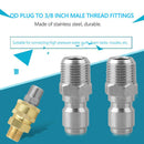 1 Pair 3/8 Threaded Male to Quick Connect Plug Fittings Pressure Washer Adapters