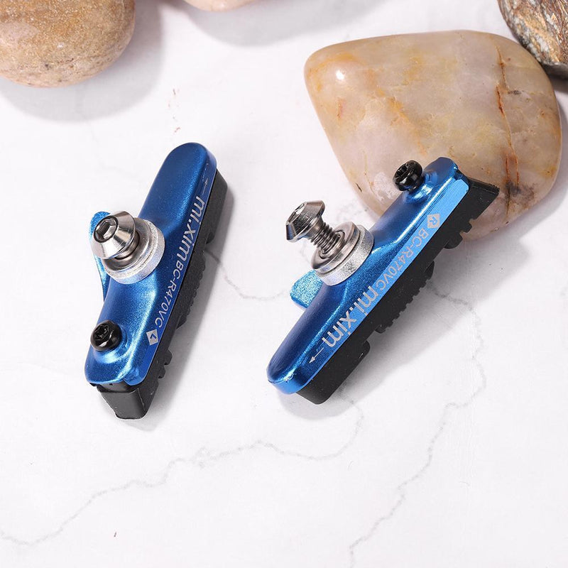2X Road Bicycle Cycling Folding Bike V Brake Pads Holder Blocks (Blue)