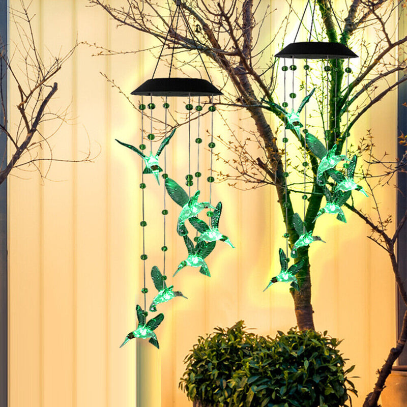 Solar Hummingbird Wind Chimes Hanging Catcher Windchime Pendant Hanging Ornament