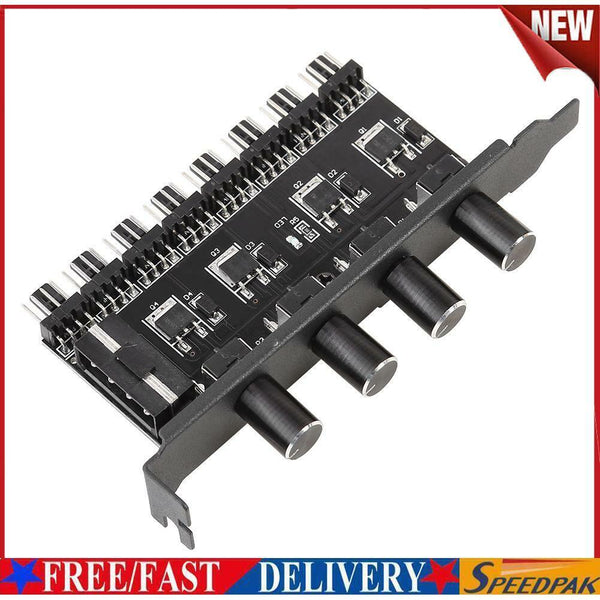 8 Channels PC Case Cooling Fan HUB 4 Knob Radiator Speed Controller (4 Pin) #F