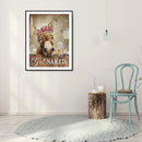 5D Diamond Painting Donkey in Fence Full Round Rhinestone DIY Picture Home De