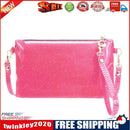 Women Zipper Shoulder Bag PU Sequin Crossbody Mini Clutch Wristlet/Rose Red
