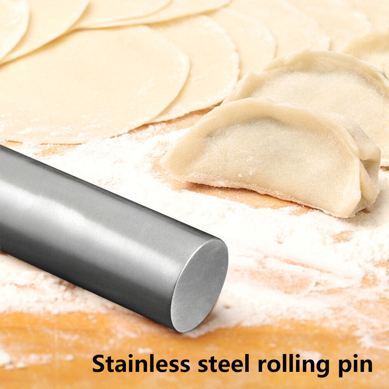 Stainless Steel Rolling Pin Non-stick Pastry Dough Pizza Home Kitchen Bake