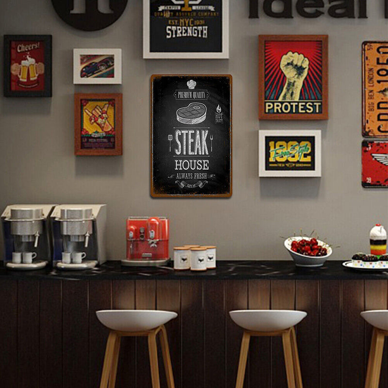 30x20cm Steak Metal Retro Tin Painting Plate Flat Tin Sign Poster Decor