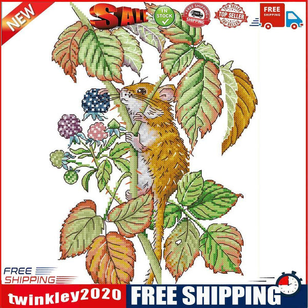 Part Embroidery Little Mouse Printed Cross Stitch 14CT 2 Strands Cotton Kit