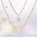 Multi-Layer Butterfly Pendant Acrylic Necklace for Women Letters Choker Jewel