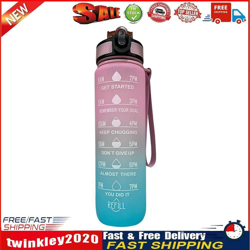 1L Sports Water Bottle with Marker Large Capacity Fitness Drink Cups (D) Newly