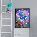 Undersea Dolphin Full Round Drill Rhinestone Picture Home Decoration 12x16 inch