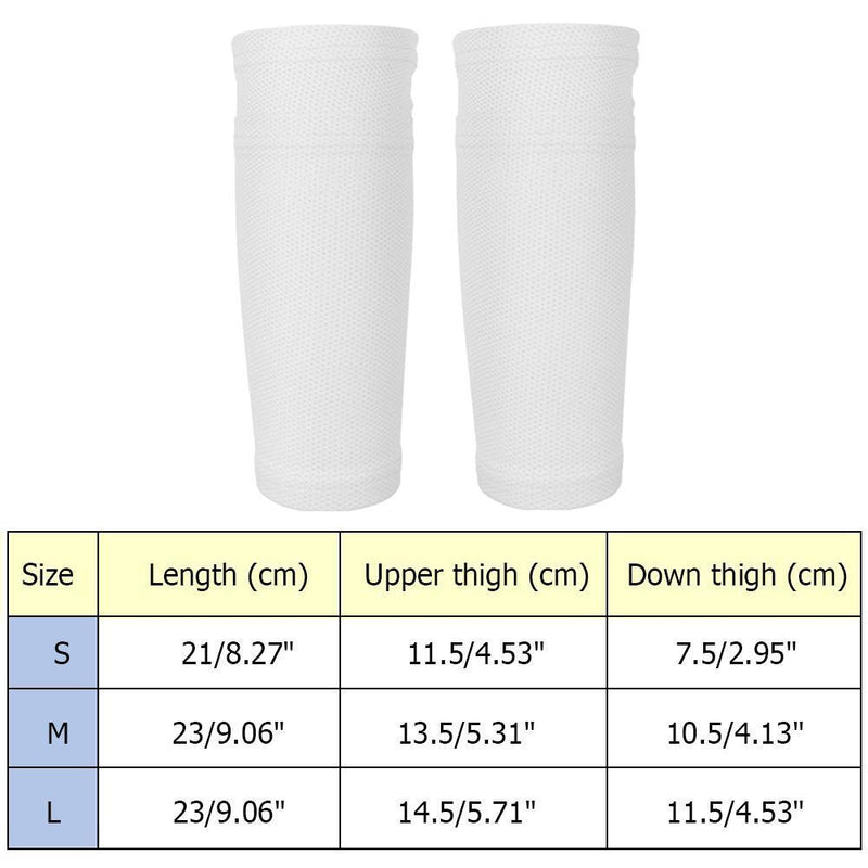 1 Pair Soccer Protective Socks Shin Pads Shin Guard with Pocket (White M)