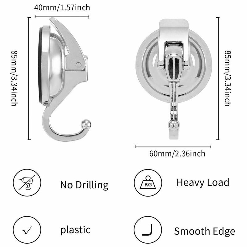 Without Punching Chrome-Plated Bathroom Shower Organization Suction Cup Hooks