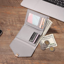 Retro Leather Solid Color Trifold Short Wallet Women Purse (Light Grey)
