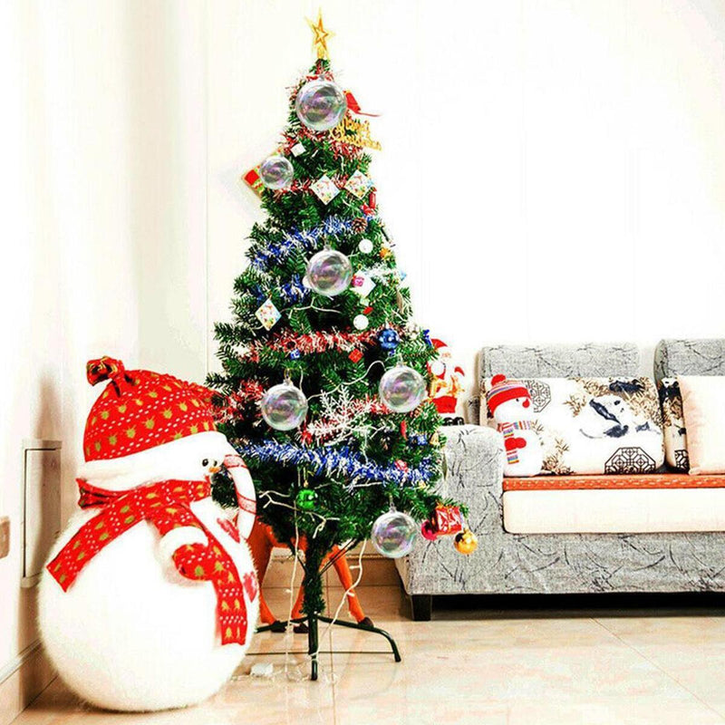10cm Clear Iridescent Glass Fillable Baubles Balls Christmas Tree Ornaments`