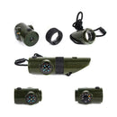 7 In1 LED Flashlight Fire Survival Whistle Camping Compass Quality E8D6