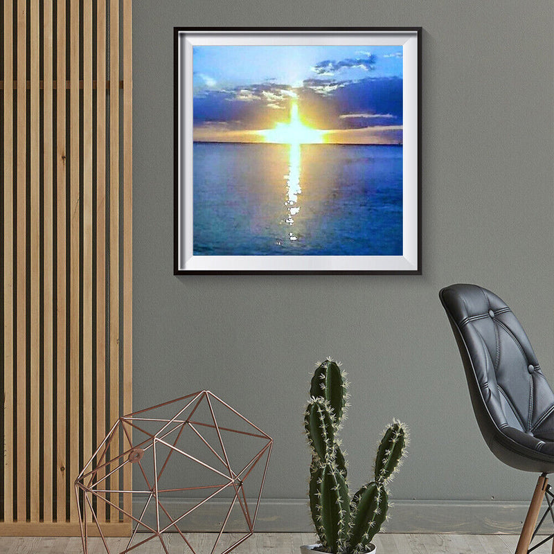 5D DIY Diamond Painting Lake Sunrise Full Drill Rhinestone Mosaic Art Picture
