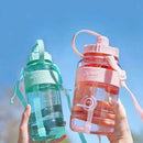 Portable Women Summer Gym Water Bottle Straw Large Capacity (Pink 1500ml) Newly