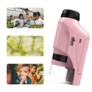 #A Mini Pocket Microscope Kit 60X-120X Handheld Microscope Equipment with Light