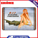 Flying Fortress Girl Metal Sign Plate Posters Decor for Home Cafe Wall Painting